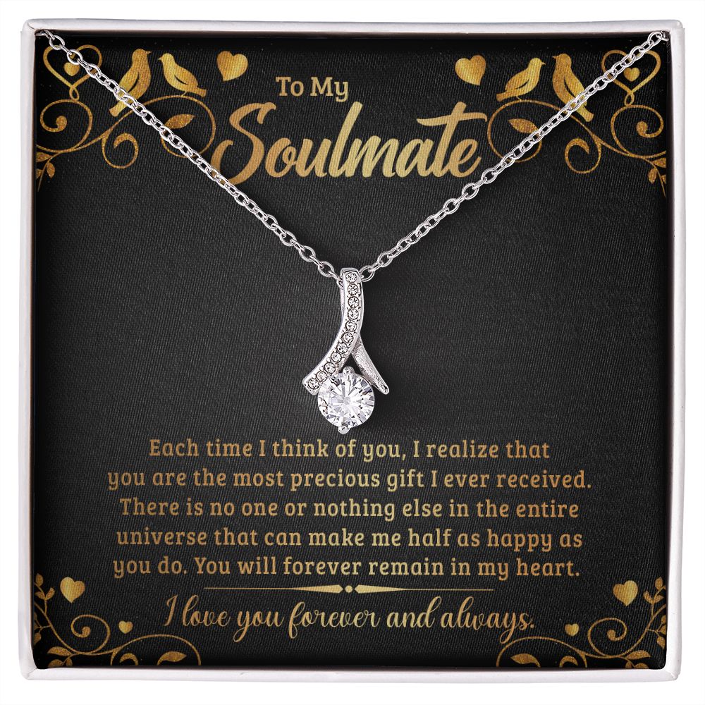 To My Soulmate Necklace for Women Birthday Christmas Jewelry Gifts For My Wife with Message Card Box Personalized Gift Present Pendant for Future Wife Soulmate Girlfriend Love 19 Alluring Beauty Necklace