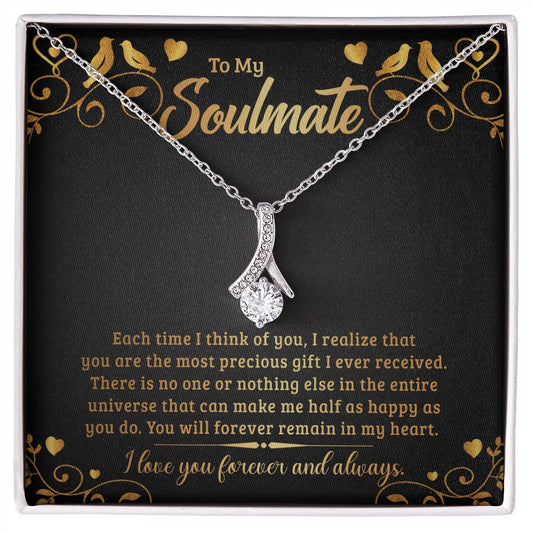To My Soulmate Necklace for Women Birthday Christmas Jewelry Gifts For My Wife with Message Card Box Personalized Gift Present Pendant for Future Wife Soulmate Girlfriend Love 19 Alluring Beauty Necklace