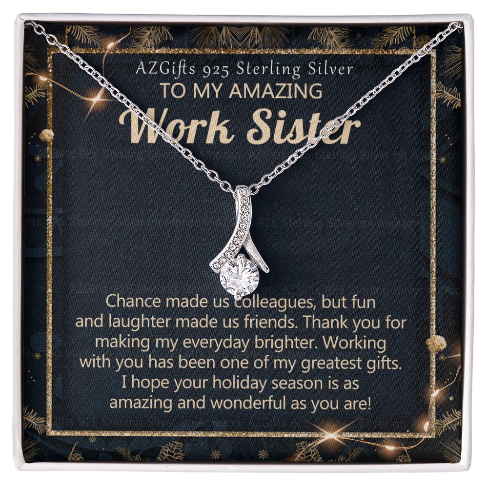 To My Work Sister Necklace Gift for Colleague Christmas Necklace for Work Sister from Co-Worker Christmas Pendant Gift for Colleague Christmas Jewelry Gift for Her Women 301 Alluring Beauty Necklace
