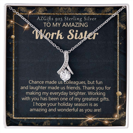 To My Work Sister Necklace Gift for Colleague Christmas Necklace for Work Sister from Co-Worker Christmas Pendant Gift for Colleague Christmas Jewelry Gift for Her Women 301 Alluring Beauty Necklace