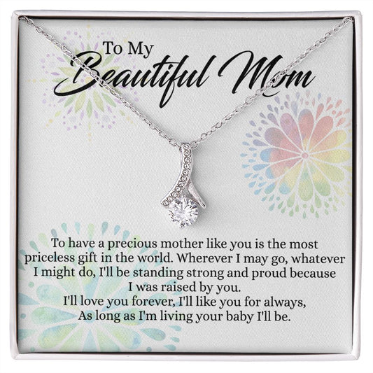 To My Mom Necklace, Gift For Mom, Mother's Day Gift from Daughter, Mom Jewelry Gift for Mothers Day, Birthday Gift for Mother, Moms Gift from Daughter Son, Necklace for Mom Mother 4 Alluring Beauty Necklace