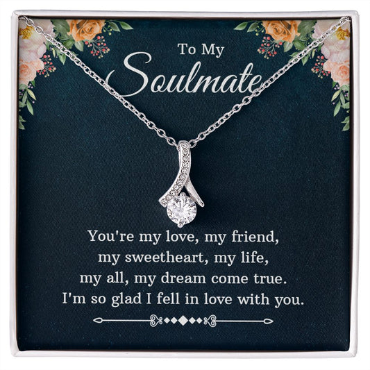 To My Soulmate Necklace for Women Birthday Christmas Jewelry Gifts For My Wife with Message Card Box Personalized Gift Present Pendant for Future Wife Soulmate Girlfriend Love 10 Alluring Beauty Necklace