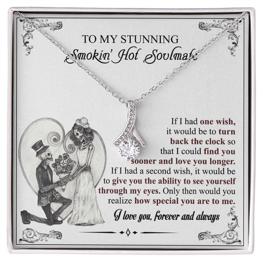 To My Soulmate Necklace for Women Birthday Valentines Day Jewelry Gifts For My Wife with Message Card Box Personalized Gift Present Pendant for Future Wife Soulmate Girlfriend Love 6 Alluring Beauty Necklace