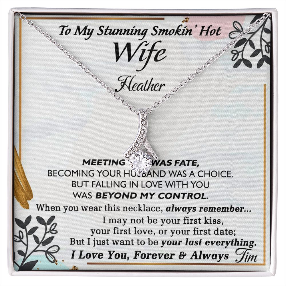 To My Wife Necklace from Husband, Personalized Necklace for Women, Luxury Necklace for Wife from Man Men, Wedding Anniversary Present For Wife, Beautiful Wife Jewelry Christmas Birthday Gift For Wife22 Alluring Beauty Necklace