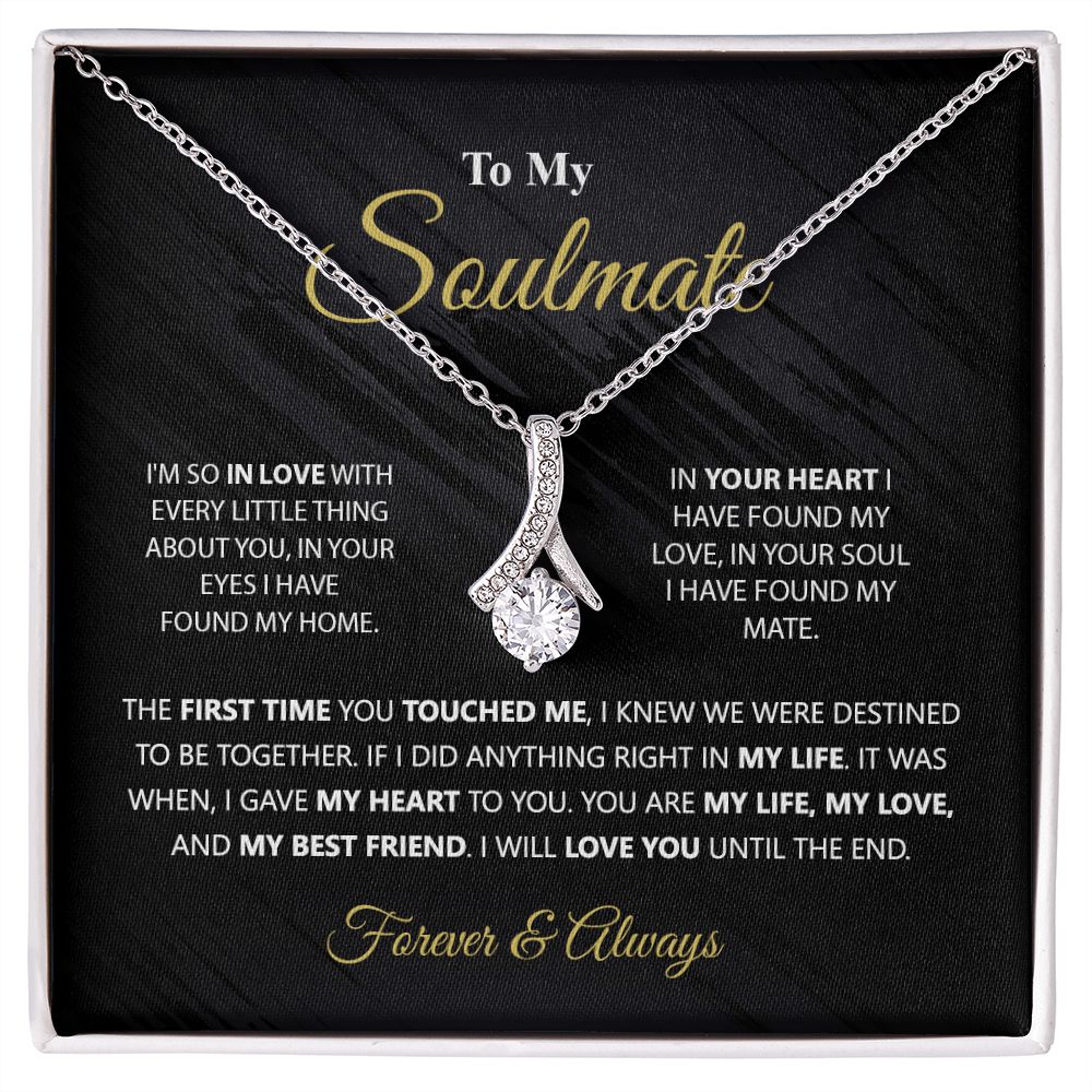 To My Soulmate Necklace for Women Birthday Christmas Jewelry Gifts For My Wife with Message Card Box Personalized Gift Present Pendant for Future Wife Soulmate Girlfriend Love 1 Alluring Beauty Necklace