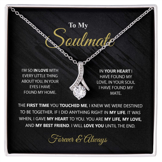 To My Soulmate Necklace for Women Birthday Christmas Jewelry Gifts For My Wife with Message Card Box Personalized Gift Present Pendant for Future Wife Soulmate Girlfriend Love 1 Alluring Beauty Necklace