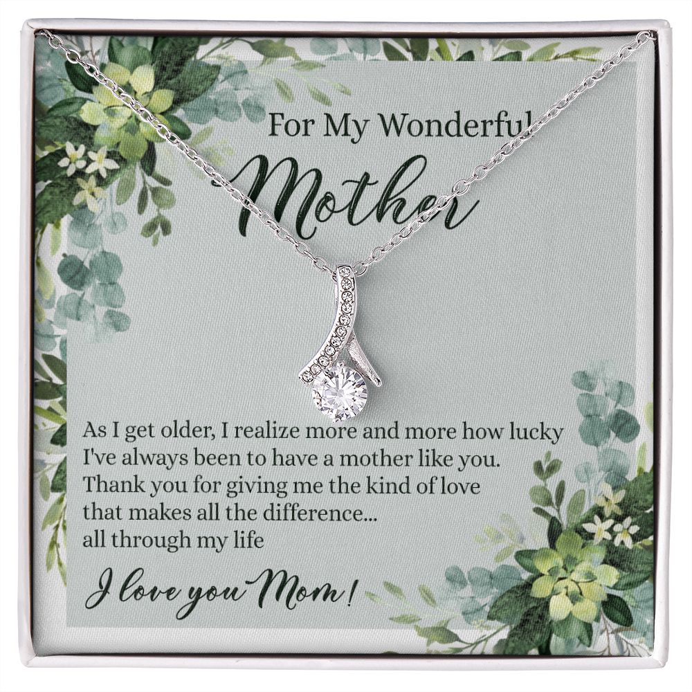 To My Wonderful Mother Necklace Message Card, Gift Box for Mom Birthday Gift From Daughter Mothers Day Necklace for Mom Gift From Daughter Mom Gifts For Mom Thank You Gift For Mom Alluring Beauty Necklace