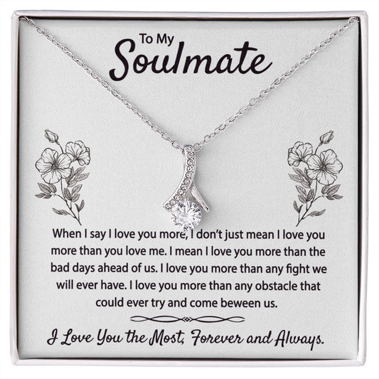 To My Soulmate Necklace for Women Birthday Christmas Jewelry Gifts For My Wife with Message Card Box Personalized Gift Present Pendant for Future Wife Soulmate Girlfriend Love 9 Alluring Beauty Necklace