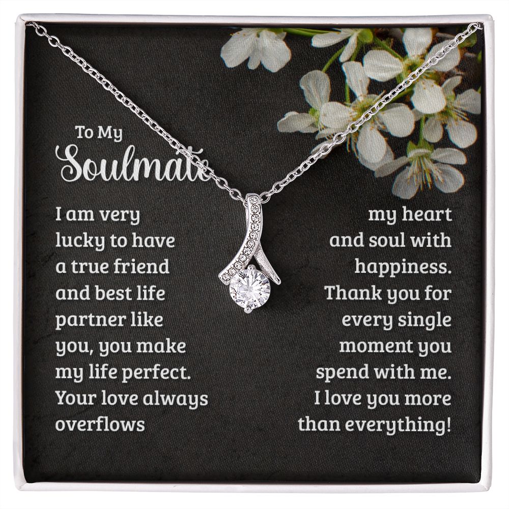 To My Soulmate Necklace for Women Birthday Christmas Jewelry Gifts For My Wife with Message Card Box Personalized Gift Present Pendant for Future Wife Soulmate Girlfriend Love 18 Alluring Beauty Necklace