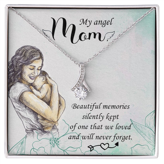 To My Mom Mother My Angel Necklace Pendant Gift From Daughter Beautiful Memories With Message Card Gift For Mom Alluring Beauty Necklace