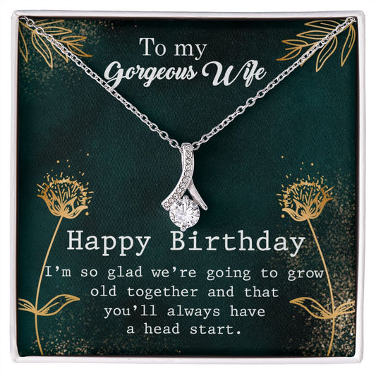 To My Gorgeous Wife Necklace Pendant Gift From Husbnd Habby Birthday A Head Start With Message Card and Gift Box. Valentine's Day Gift For Wife Future Wife Alluring Beauty Necklace