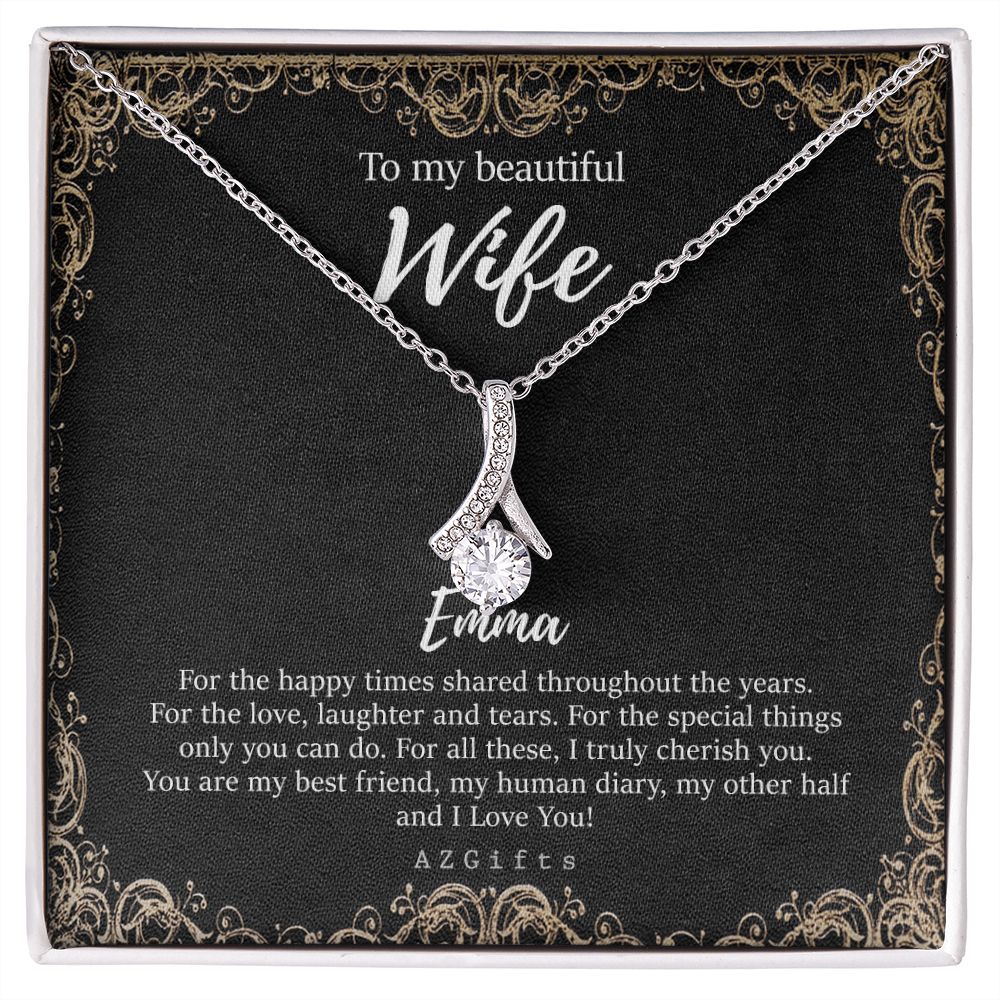 To My Wife Necklace from Husband, Personalized Necklace for Women, Luxury Necklace for Wife from Man Men, Wedding Anniversary Present For Wife, Beautiful Wife Jewelry Christmas Birthday Gifts For Wife9 Alluring Beauty Necklace