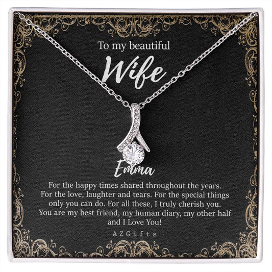 To My Wife Necklace from Husband, Personalized Necklace for Women, Luxury Necklace for Wife from Man Men, Wedding Anniversary Present For Wife, Beautiful Wife Jewelry Christmas Birthday Gifts For Wife9 Alluring Beauty Necklace