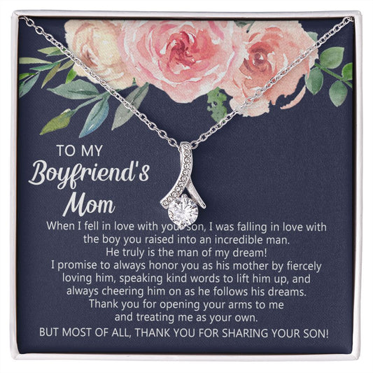 Personalized Gift for Boyfriends Mom, Boyfriends Mom Gift, Message Card Jewelry, To My Boyfriend's Mom Necklace with Message Card, Birthday Mother's Day Necklace for Boyfriend Mother Alluring Beauty Necklace