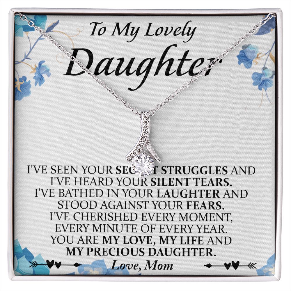Mother and Daughter Necklace for Girls, To My Daughter Gift Necklace from Mom, Birthday Christmas Gift Graduation Gifts for Daughters, Jewelry Pendant Present for Daughter, Mother Daughter Gift 41 Alluring Beauty Necklace