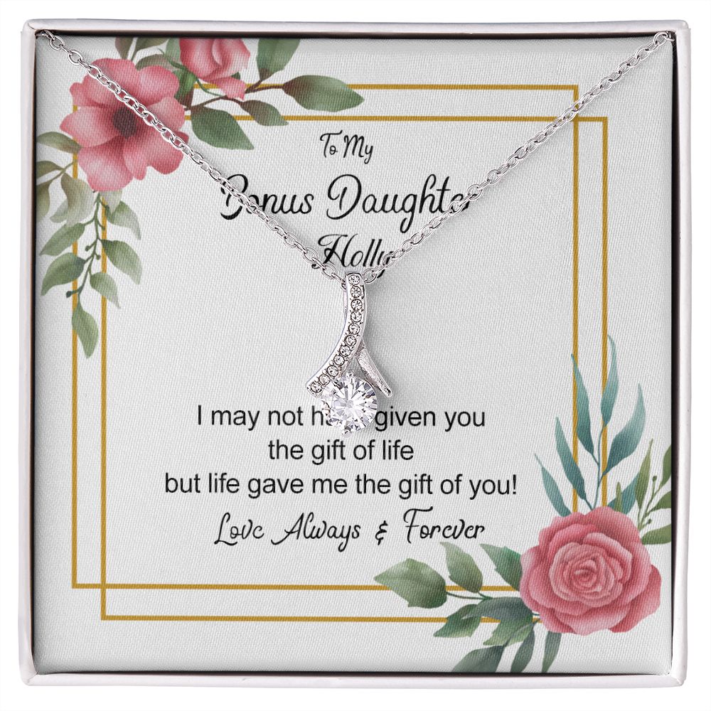 Bonus Daughter Gifts From Stepdad, Step Daughter Gifts From Stepmom, Stepdaughter Gifts From Stepdad, Father Stepdaughter Necklace, To My Bonus Daughter Necklaces, Christmas Gifts For Bonus6 Alluring Beauty Necklace