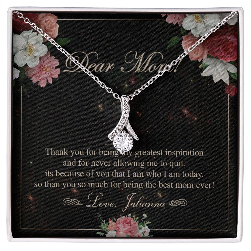 To My Mom Necklace, Gift For Mom On Mother's Day Thank You Mom Gifts From Kids Mom Julianna Alluring Beauty Necklace