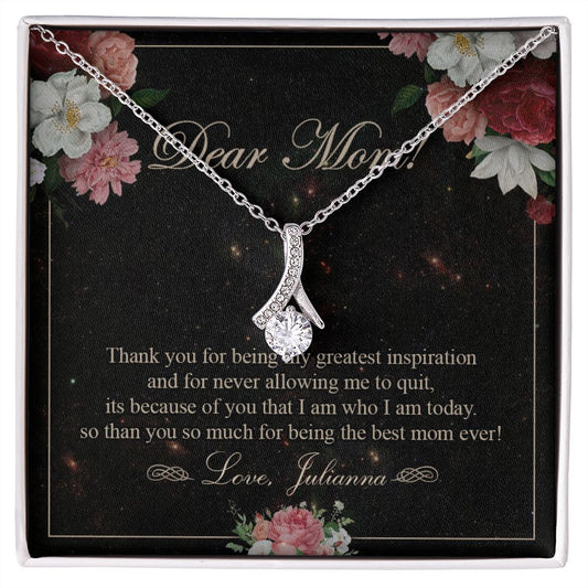 To My Mom Necklace, Gift For Mom On Mother's Day Thank You Mom Gifts From Kids Mom Julianna Alluring Beauty Necklace