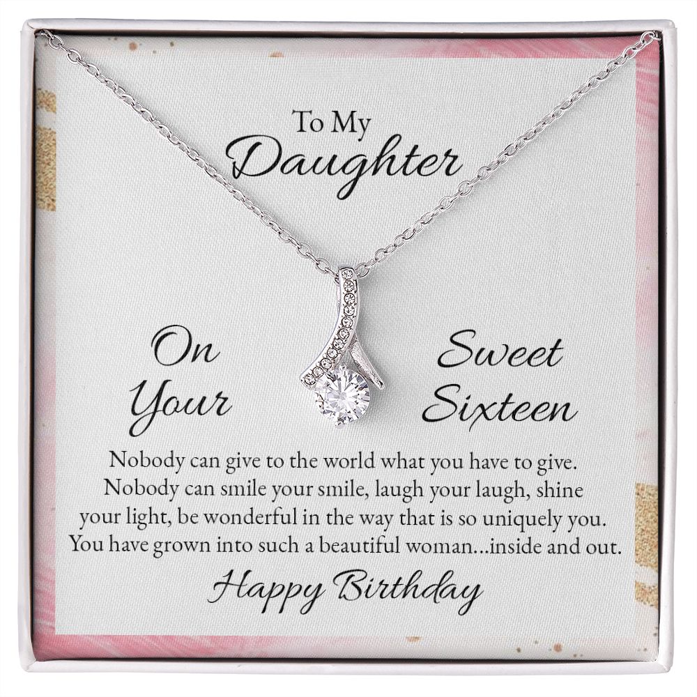 Mother and Daughter Necklace for Girls, To My Daughter Gift Necklace from Mom, Birthday Christmas Gift Graduation Gifts for Daughters, Jewelry Pendant Present for Daughter, Mother Daughter Gift 43 Alluring Beauty Necklace