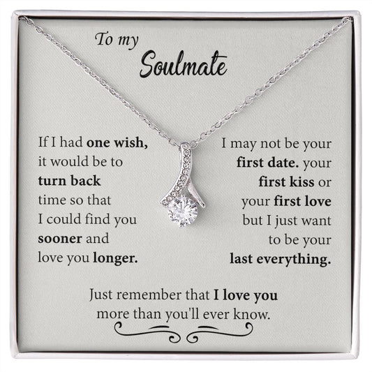 To My Soulmate Necklace for Women Birthday Christmas Jewelry Gifts For My Wife with Message Card Box Personalized Gift Present Pendant for Future Wife Soulmate Girlfriend Love 24 Alluring Beauty Necklace