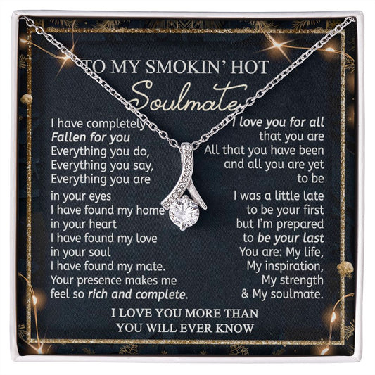 To My Smokin Hot Soulmate Necklace - Wife Gifts From Husband To My Wife Necklace, Gift for Her Romantic, Girlfriend Gifts Necklace for Wife from Men Includes Message Card and Gift Box 14 Alluring Beauty Necklace