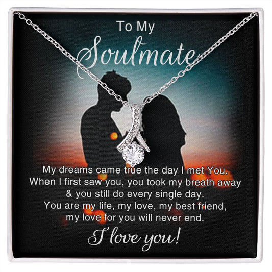 To My Soulmate Necklace for Women Birthday Christmas Jewelry Gifts For My Wife with Message Card Box Personalized Gift Present Pendant for Future Wife Soulmate Girlfriend Love 4 Alluring Beauty Necklace