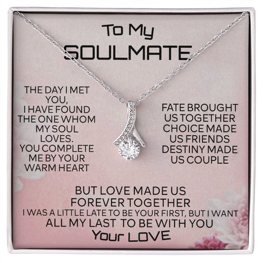 To My Soulmate Necklace for Women Birthday Christmas Jewelry Gifts For My Wife with Message Card Box Personalized Gift Present Pendant for Future Wife Soulmate Girlfriend Love 2 Alluring Beauty Necklace