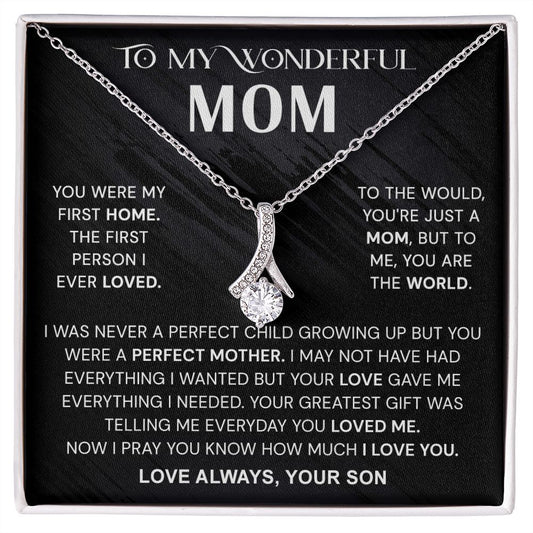 To My Wonderful Mom Necklace, Mom From Son Gift, Gift for Mother's Day From Son, Gift for Mom, Mother Gift from Son Necklace, Son to Mom Gifts, Mom gifts, Mothers Day Gift From Son Alluring Beauty Necklace