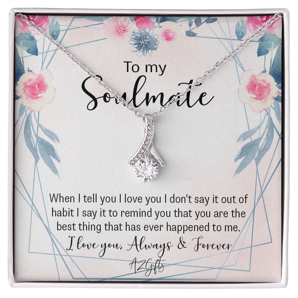 To My Soulmate Necklace for Women Birthday Christmas Jewelry Gifts For My Wife with Message Card Box Personalized Gift Present Pendant for Future Wife Soulmate Girlfriend Love Alluring Beauty Necklace