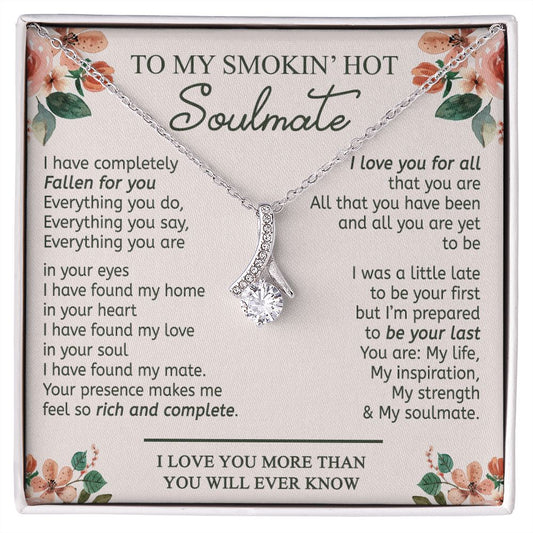 To My Smokin Hot Soulmate Necklace - Wife Gifts From Husband To My Wife Necklace, Gift for Her Romantic, Girlfriend Gifts Necklace for Wife from Men Includes Message Card and Gift Box 20 Alluring Beauty Necklace