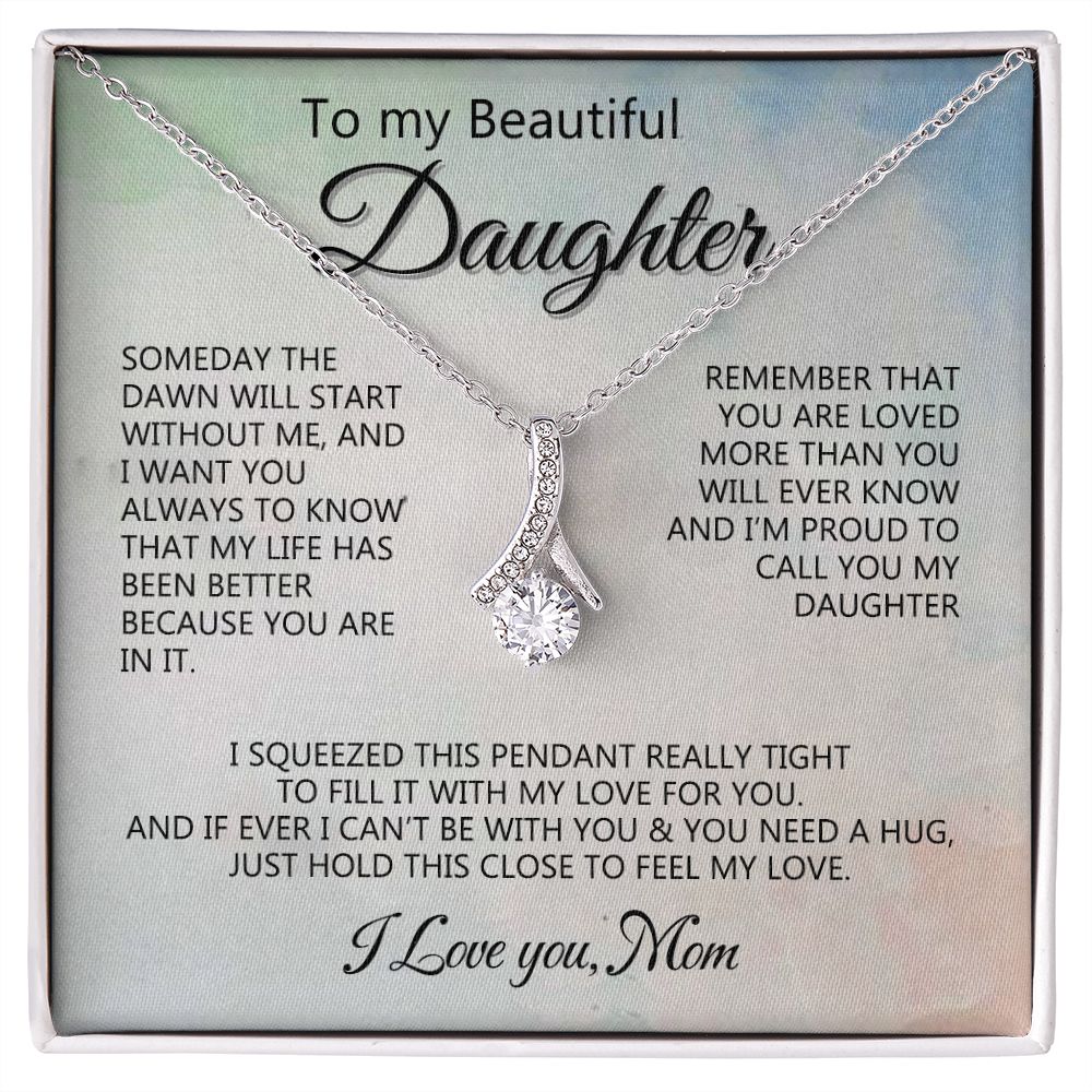 Jewelry Pendant Present for Daughter, To My Daughter Gift Necklace from Mom, Mother Daughter Gift Ideas, Birthday Christmas Gift Graduation Gifts for Daughters, Mother and Daughter Necklace 14 Alluring Beauty Necklace