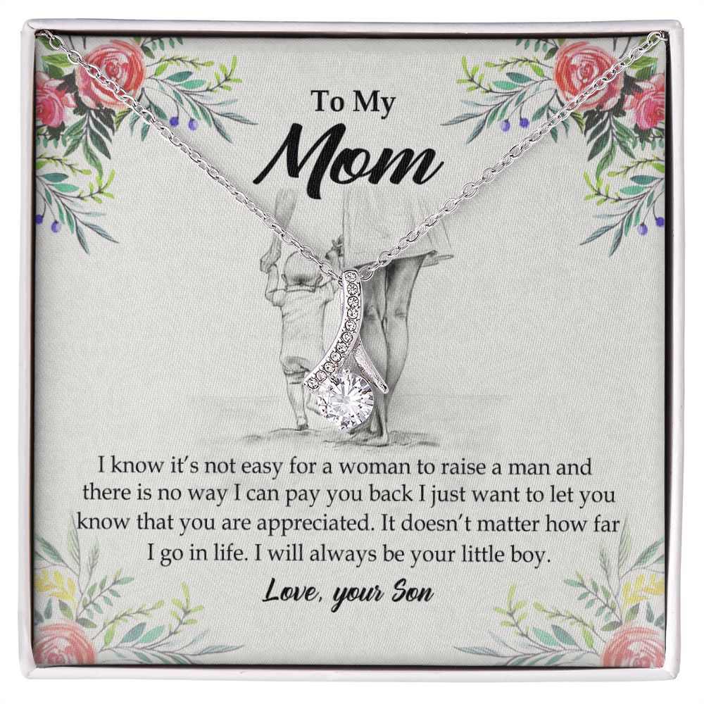 To My Mom Necklace Pendant Gift From Son And Happy Mother's Day Gift For Mom Birthday, Anniversary Your Little Boy Alluring Beauty Necklace