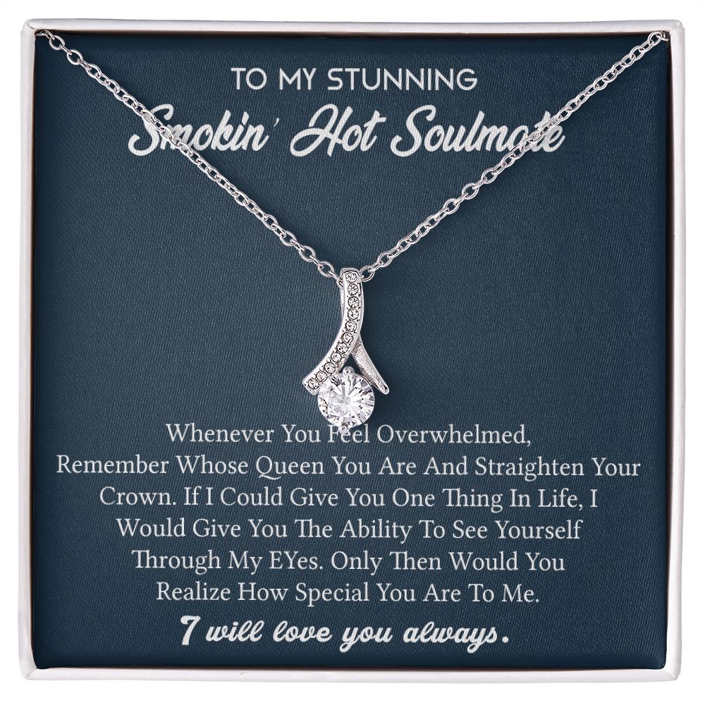 To My Soulmate Necklace for Women Birthday Valentines Day Jewelry Gifts For My Wife with Message Card Box Personalized Gift Present Pendant for Future Wife Soulmate Girlfriend Love 5 Alluring Beauty Necklace