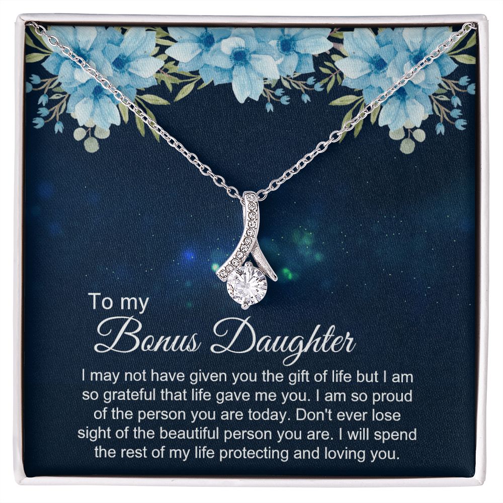 Bonus Daughter Gifts From Stepdad, Step Daughter Gifts From Stepmom, Stepdaughter Gifts From Stepdad, Father Stepdaughter Necklace, To My Bonus Daughter Necklaces, Christmas Gifts For Bonus4 Alluring Beauty Necklace