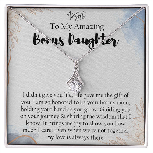 Bonus Daughter Gifts From Stepdad, Step Daughter Gifts From Stepmom, Stepdaughter Gifts From Stepdad, Father Stepdaughter Necklace, To My Bonus Daughter Necklaces, Christmas Gifts For Bonus1 Alluring Beauty Necklace