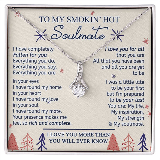 To My Smokin Hot Soulmate Necklace - Wife Gifts From Husband To My Wife Necklace, Gift for Her Romantic, Girlfriend Gifts Necklace for Wife from Men Includes Message Card and Gift Box 16 Alluring Beauty Necklace