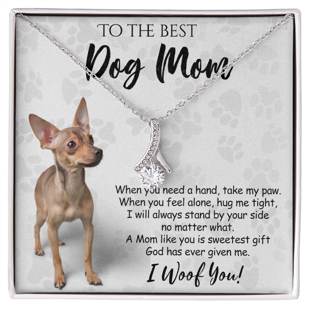 To The Best Chihuahua Dog Mom Knot Necklace Mother's Day Gift , I Woof You Quote Gift Card, Message Card Jewelry For Dog Lovers, Necklace For Mom Alluring Beauty Necklace