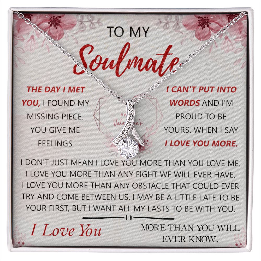 To My Soulmate Necklace for Women Birthday Christmas Jewelry Gifts For My Wife with Message Card Box Personalized Gift Present Pendant for Future Wife Soulmate Girlfriend Love 23 Alluring Beauty Necklace