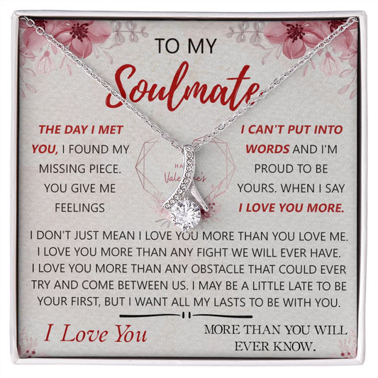 To My Soulmate Necklace for Women Birthday Christmas Jewelry Gifts For My Wife with Message Card Box Personalized Gift Present Pendant for Future Wife Soulmate Girlfriend Love 23 Alluring Beauty Necklace