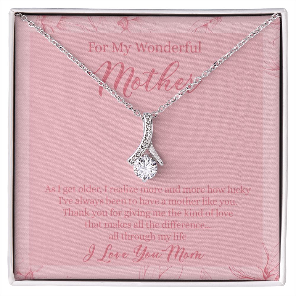 To My Wonderful Mother Necklace Message Card, Gift Box for Mom Birthday Gift From Daughter Mothers Day Necklace for Mom Gift From Daughter Mom Gifts For Wedding Mom Thank You Gift For Mom Alluring Beauty Necklace
