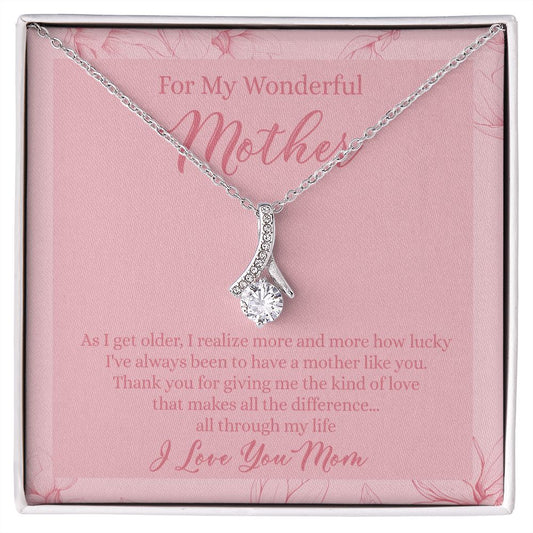 To My Wonderful Mother Necklace Message Card, Gift Box for Mom Birthday Gift From Daughter Mothers Day Necklace for Mom Gift From Daughter Mom Gifts For Wedding Mom Thank You Gift For Mom Alluring Beauty Necklace