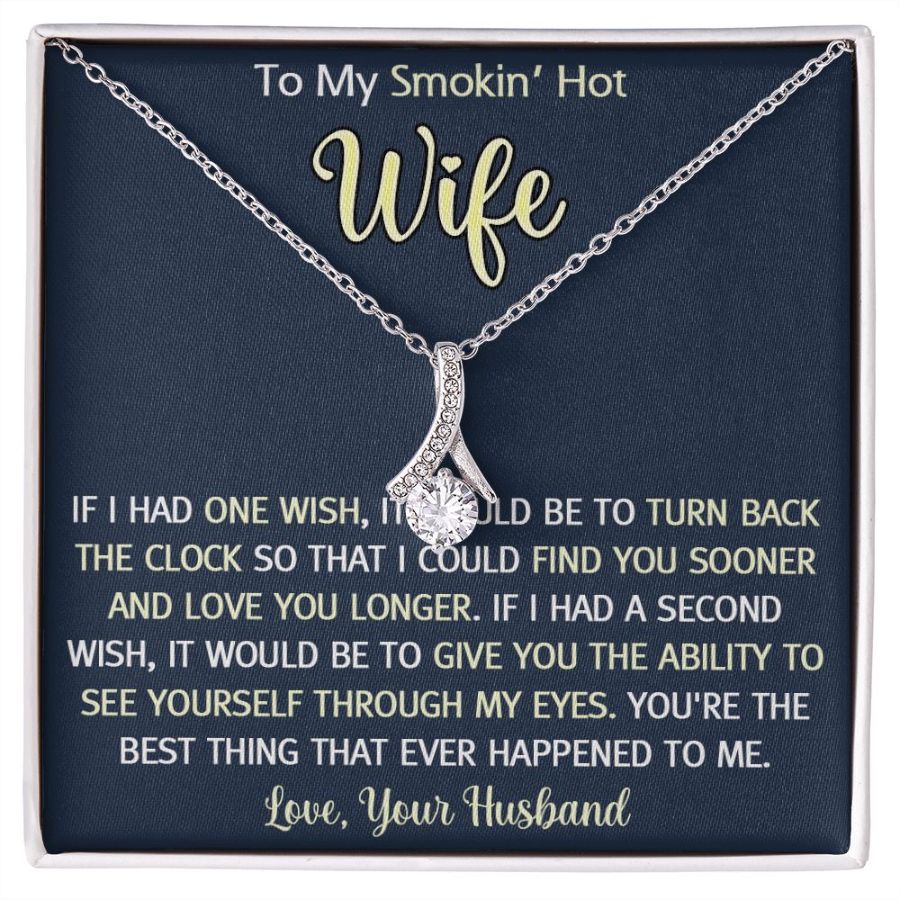To My Smokin Hot Wife Necklace, Wedding Anniversary Jewelry For Women, Necklace For Wife from Husband, Gifts For Wife Birthday Gifts Necklace, Jewelry With Message Card In A Gift Box3 Alluring Beauty Necklace
