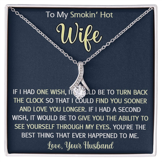 To My Smokin Hot Wife Necklace, Wedding Anniversary Jewelry For Women, Necklace For Wife from Husband, Gifts For Wife Birthday Gifts Necklace, Jewelry With Message Card In A Gift Box3 Alluring Beauty Necklace