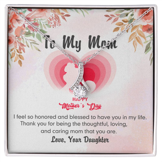 To My Mom Necklace Pendant Gift From Daughter And Happy Mother's Day Gift For Mom Birthday, Anniversary Thank You Alluring Beauty Necklace