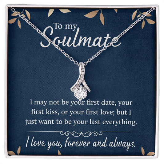 To My Soulmate Necklace for Women Birthday Christmas Jewelry Gifts For My Wife with Message Card Box Personalized Gift Present Pendant for Future Wife Soulmate Girlfriend Love 21 Alluring Beauty Necklace