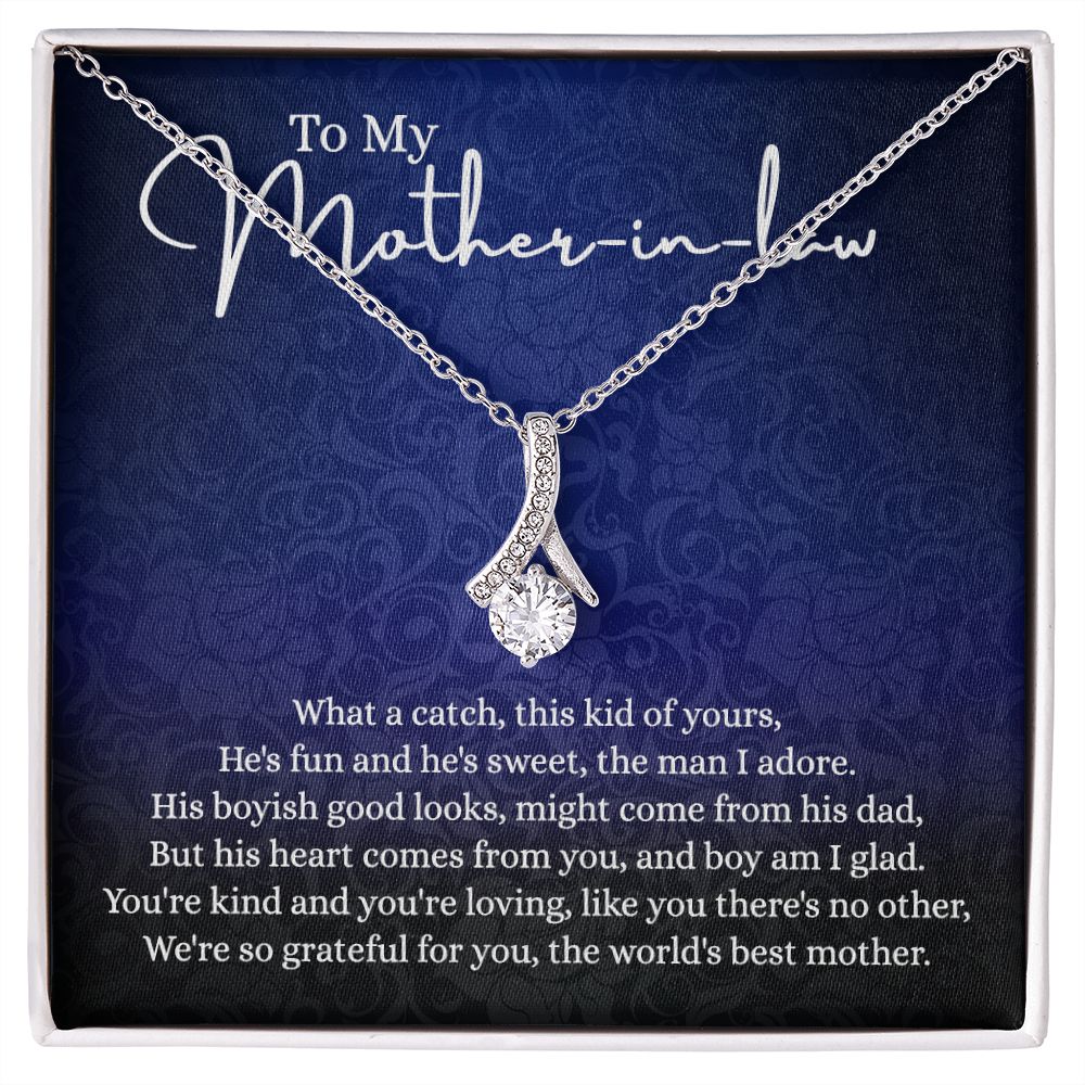 To My Mother in Law Necklace, Gift for Mother in Law Jewelry Box, Gift Card, Necklace for Mother in Law Jewelry Gift to My Mother-in-law on Wedding Day Mother's day gift for Mother in Law Alluring Beauty Necklace
