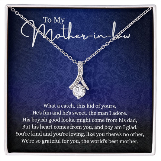 To My Mother in Law Necklace, Gift for Mother in Law Jewelry Box, Gift Card, Necklace for Mother in Law Jewelry Gift to My Mother-in-law on Wedding Day Mother's day gift for Mother in Law Alluring Beauty Necklace