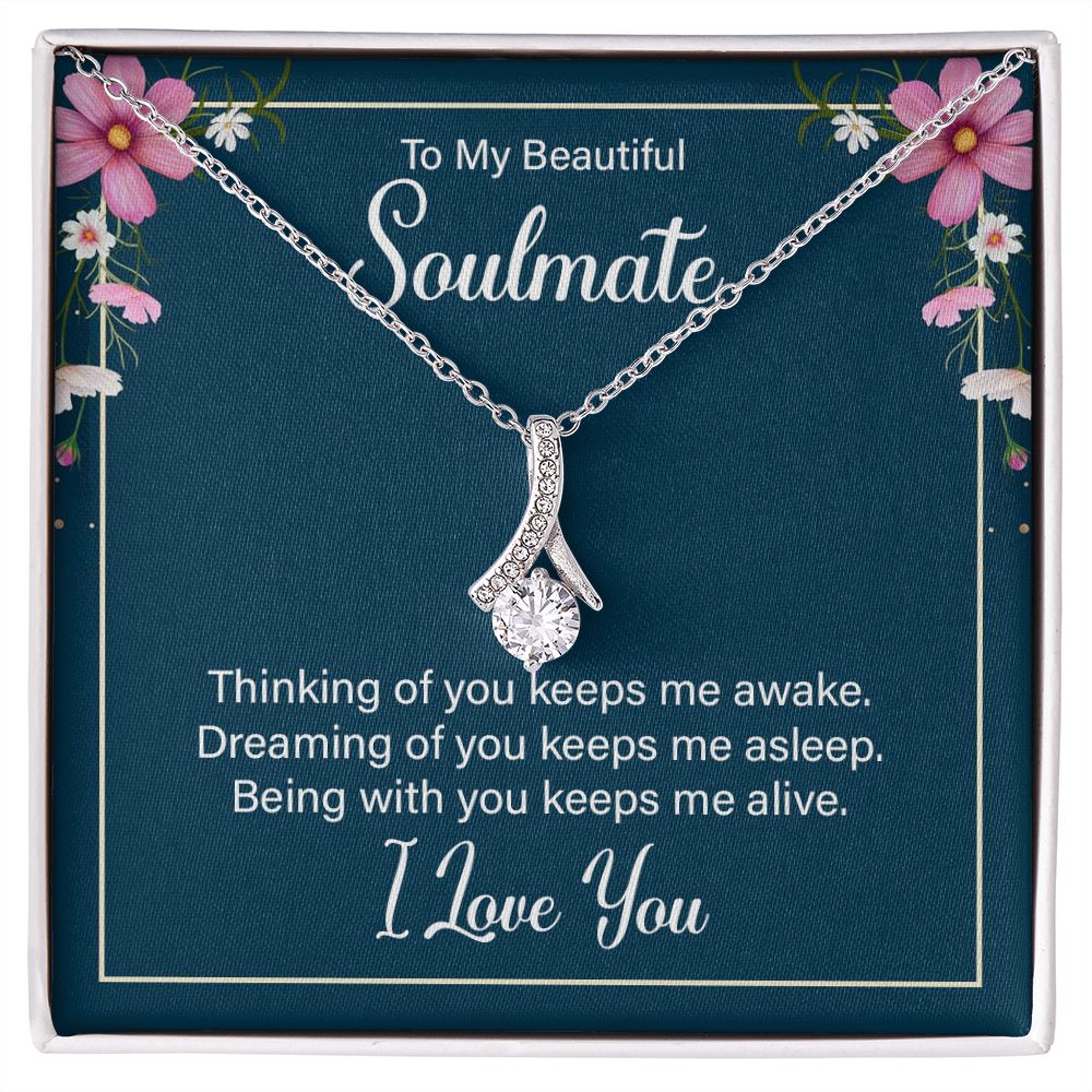 To My Soulmate Necklace for Women Birthday Christmas Jewelry Gifts For My Wife with Message Card Box Personalized Gift Present Pendant for Future Wife Soulmate Girlfriend Love 13 Alluring Beauty Necklace