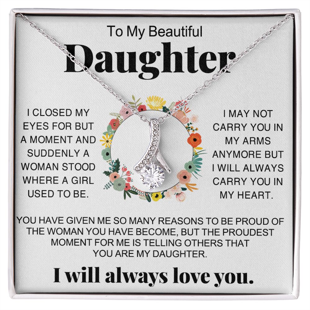 Jewelry Pendant Present for Daughter, To My Daughter Gift Necklace from Mom, Mother Daughter Gift Ideas, Birthday Christmas Gift Graduation Gifts for Daughters, Mother and Daughter Necklace 16 Alluring Beauty Necklace
