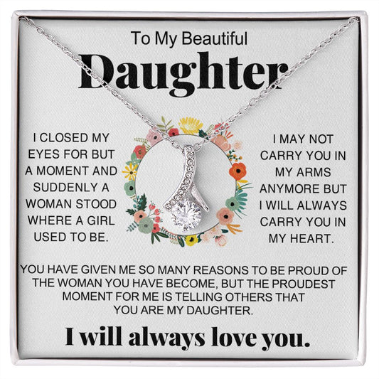 Jewelry Pendant Present for Daughter, To My Daughter Gift Necklace from Mom, Mother Daughter Gift Ideas, Birthday Christmas Gift Graduation Gifts for Daughters, Mother and Daughter Necklace 16 Alluring Beauty Necklace